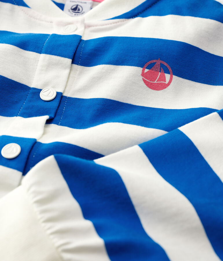 Cardigan en coton enfant fille bleu/blanc